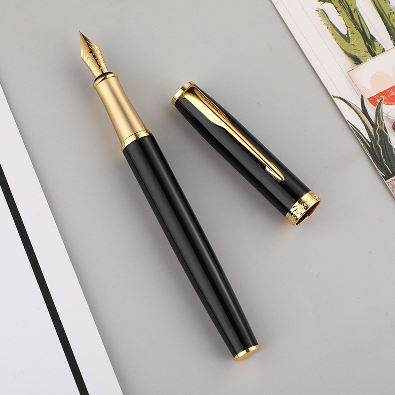 英雄（HERO）钢笔礼盒男女士签字笔礼品商务书法练字三年级中小学生定制刻字笔生日礼物E609 【爆款推荐】耀光黑【礼盒】（送 墨水+墨囊+礼袋） F明尖0.5mm