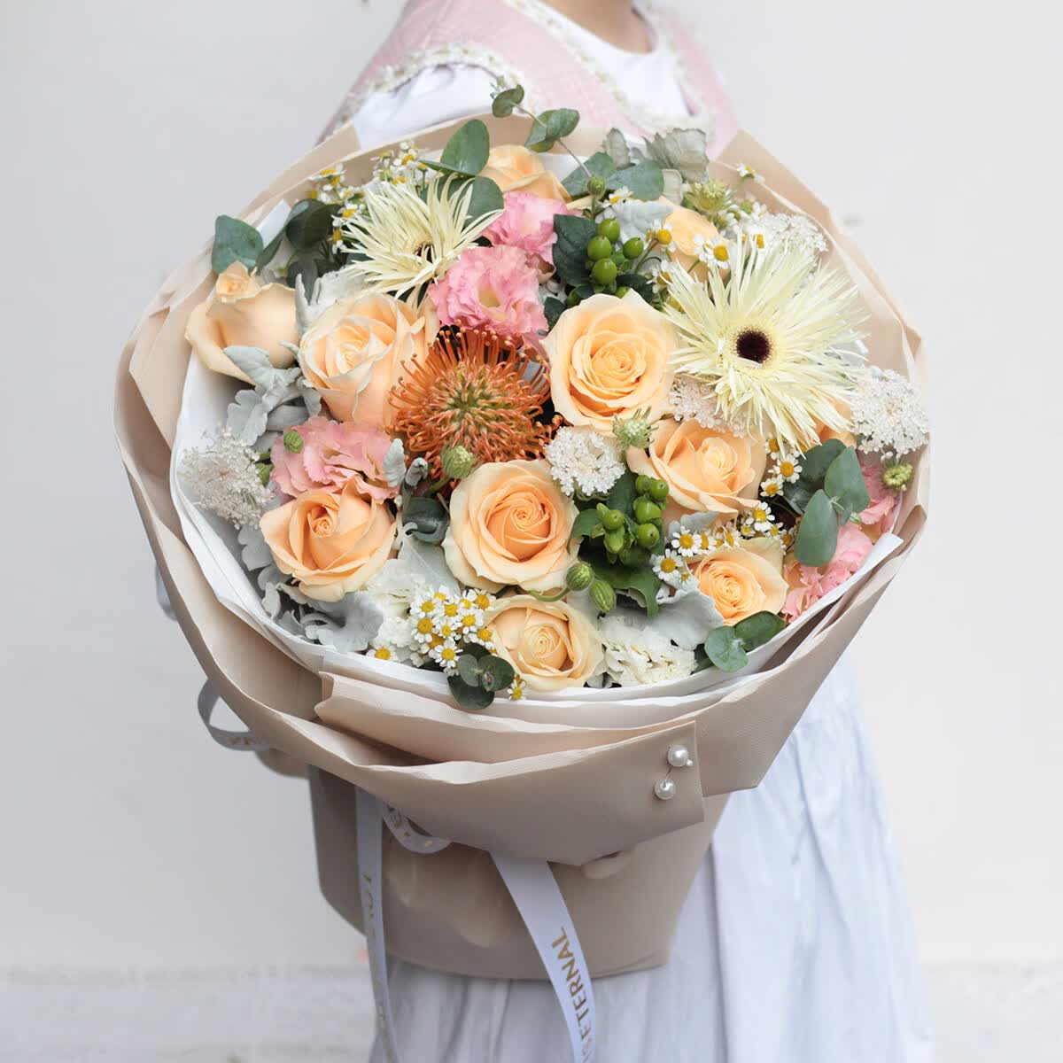 花农氏鲜花全国同城配送当日达生日纪念日送女友老婆香槟玫瑰韩式花束