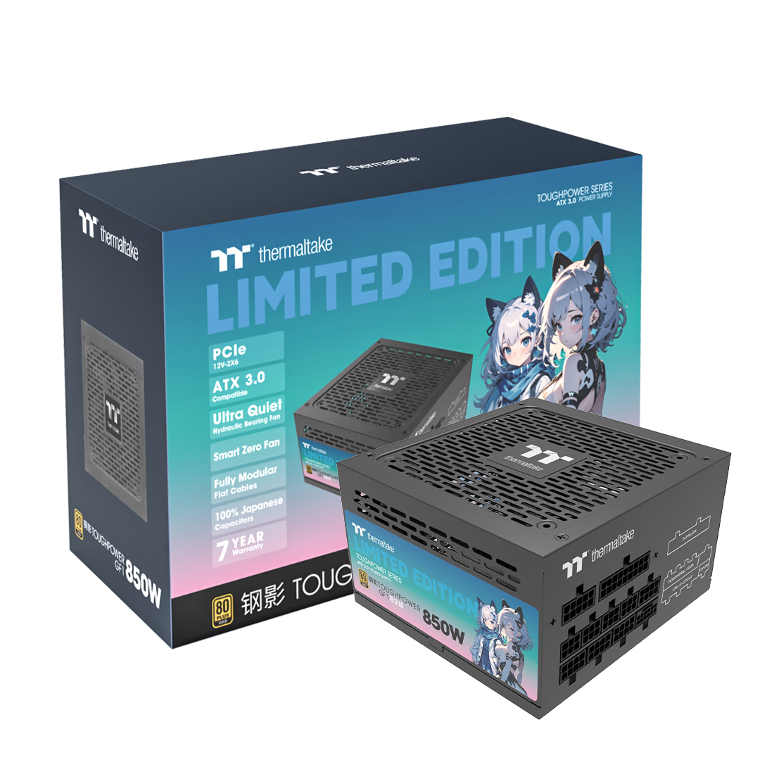 Thermaltake（Tt）额定850W 钢影Toughpower GF1限定版电源 黑色(原生PCIe5.1/ATX3.0/金牌认证/全模组)