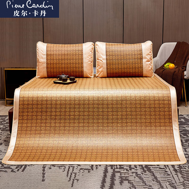 皮尔卡丹凉席 加厚密藤席三件套 夏凉双人学生空调席子床席凉枕套 1.