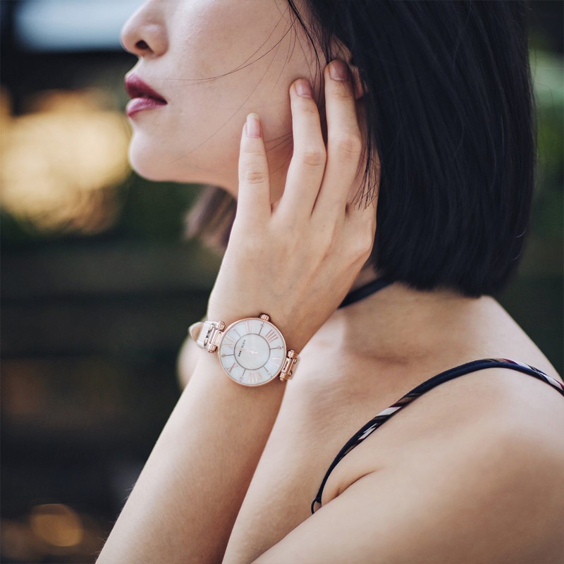 安妮克莱因ANNE KLEIN欧美表AK女士手表复古时尚罗马数字贝母盘面石英腕表 贝母表盘10-9918RGLP