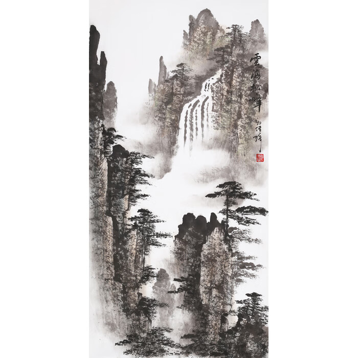 大师郭传璋山水画三尺水墨竖幅写意国画名人字画手绘名家书画作品