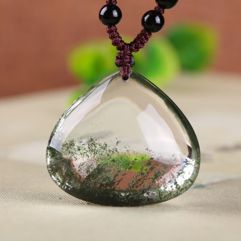 卫城天然水晶绿幽灵吊坠 千层幽灵异像水晶项链 男女水晶饰品挂件