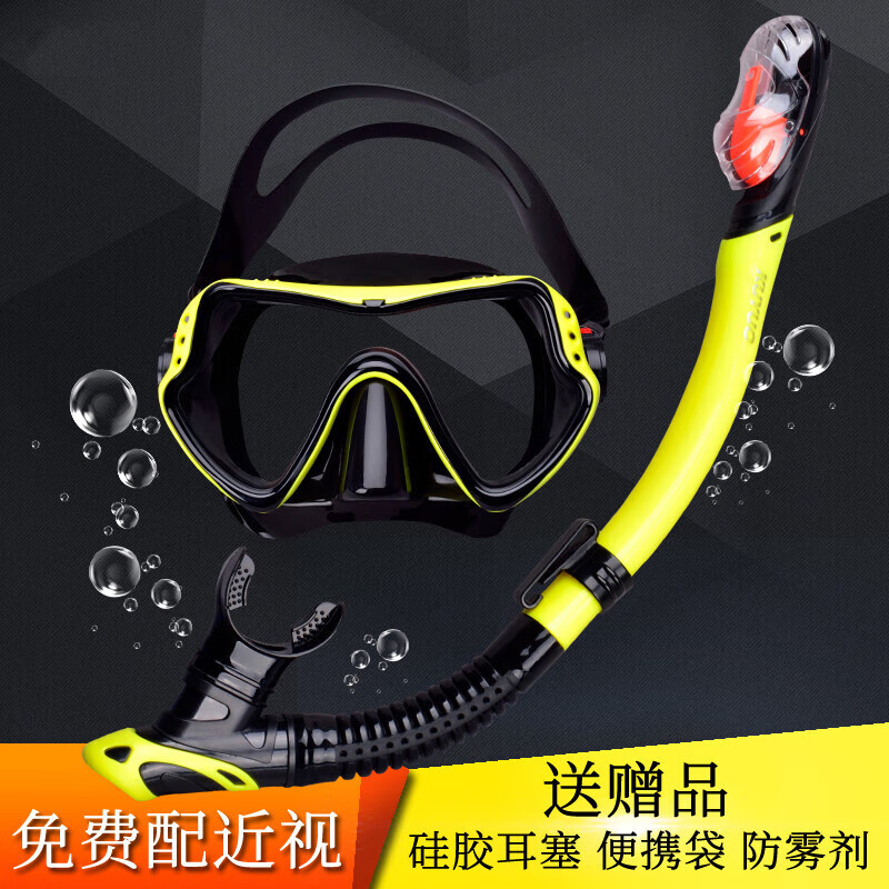 惠旗鹿潜水镜浮潜三宝装备全干式呼吸管器套装成人儿童游泳面罩防雾