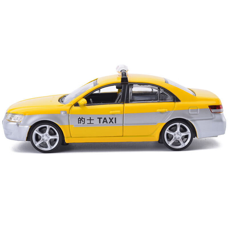 璐念仿真小汽车模型男孩儿童玩具车1:32现代索纳塔出租车金属声光 黄色88845