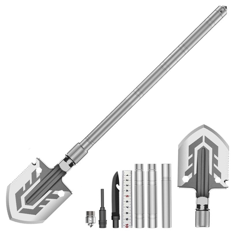 天窗（Sky window） 工兵铲多功能折叠铲锹德国锰钢铲子防身车载户外露营用品兵工铲 加厚银色
