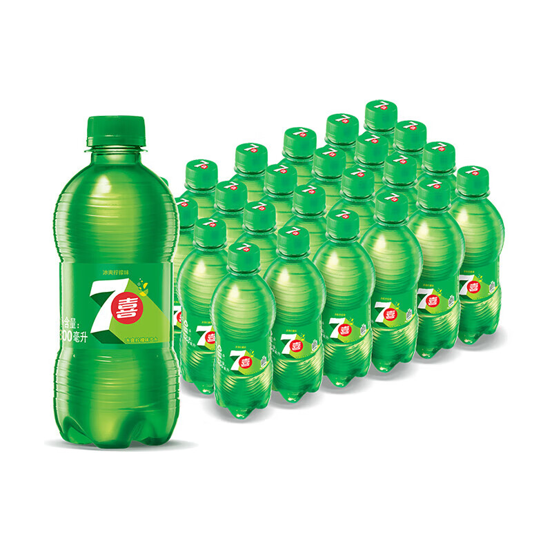百事可乐 七喜300ml/瓶 柠檬味汽水 24瓶装