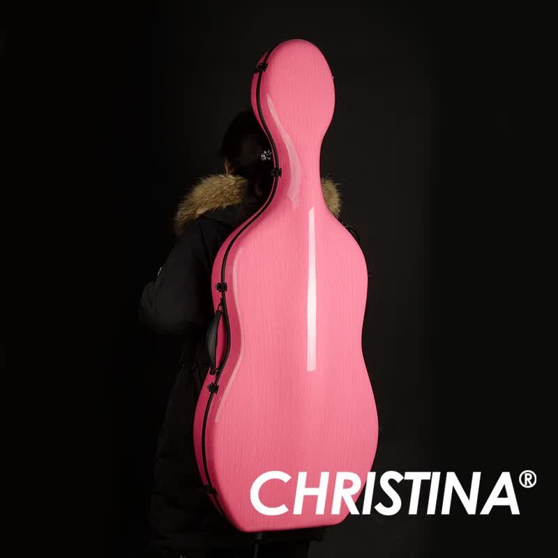 克莉丝蒂娜（Christina）大提琴琴盒4/4尺寸 专业超轻带背带碳纤维琴盒亮粉色琴包箱包配件 如图 4/4怎么看?