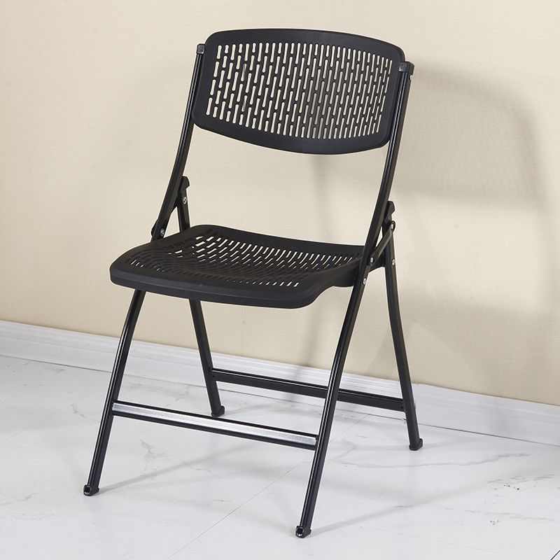 世纪召腾折叠椅家用简约电脑椅职员会议椅塑料椅子便携靠背椅麻将椅简易椅 镂空椅子黑色