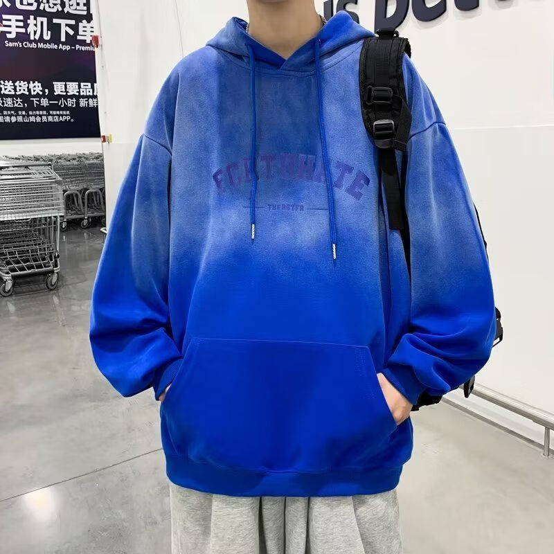 诺卫衣重磅扎染渐变卫衣男ins潮美式复古街头高街 bk137         蓝色