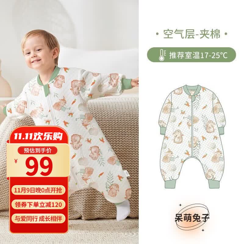 欧孕（OUYUN）宝宝恒温睡袋婴儿童防踢被可爱保暖通用加厚款秋冬新生儿分腿睡袋 呆萌小兔【薄夹棉 17-25℃】 M码建议身高80-95厘米使用感如何?