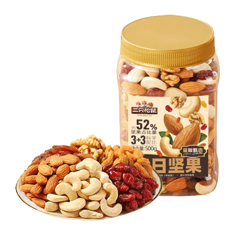 三只松鼠每日坚果500g/罐  干果核桃腰果休闲零食 团购送礼