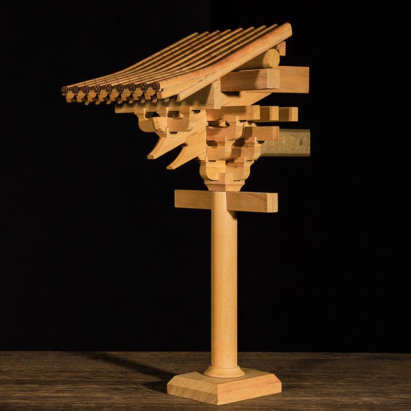 斗拱积木中国古建筑榫卯模型拼装玩具礼品教具 姜黄色宋韵六铺作柱头