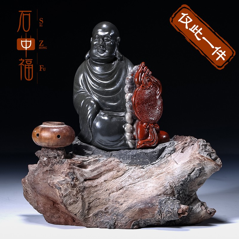 石中福 福建寿山石高山石 《静坐罗汉》金石篆刻 精品摆件 工艺品