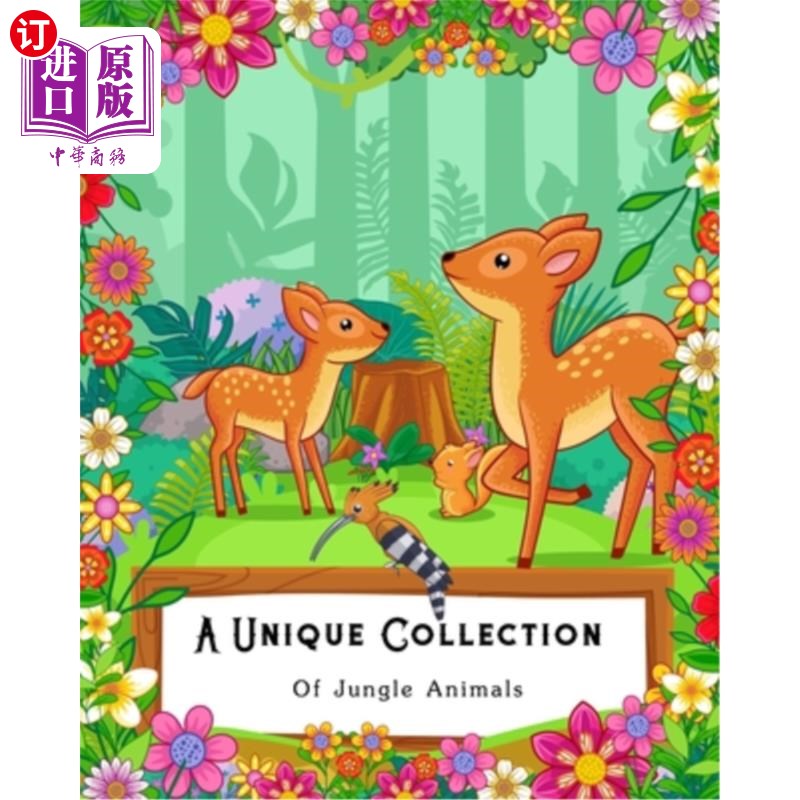 海外直订a unique collection of jungle animals: coloring book for