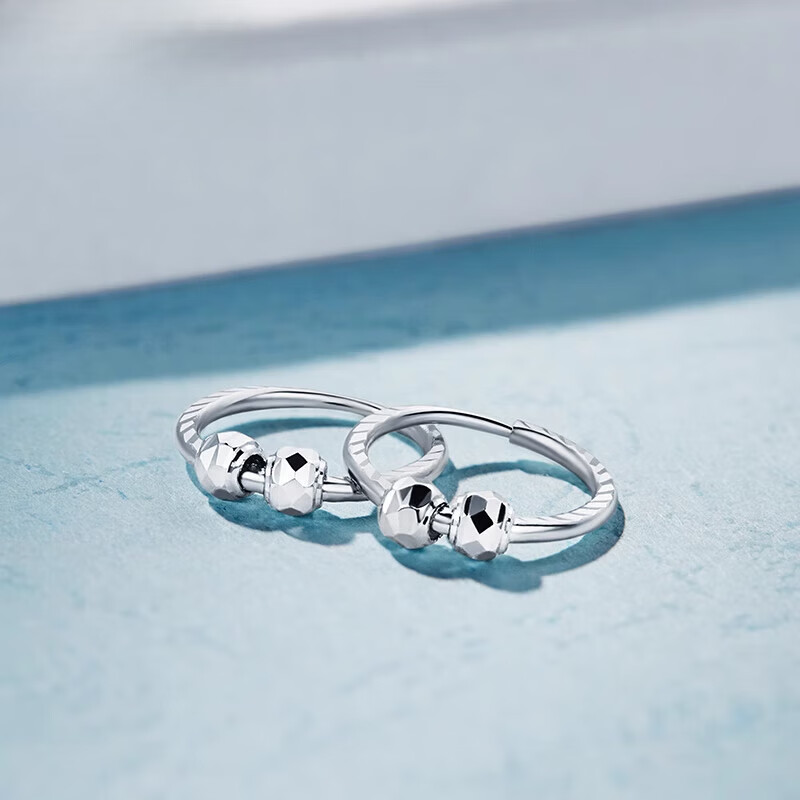 DL 1998胖东来品质铂金pt950圆圈耳环菜百首饰耳饰精致镭射工艺Pt950耳饰 1.37g