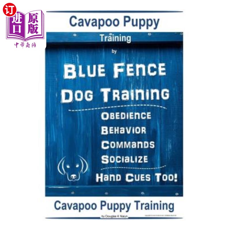 海外直订cavapoo puppy training by blue fence dog