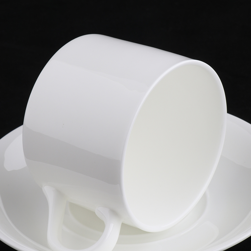 錦鳯锦凤骨瓷咖啡杯碟景德镇欧式简约咖啡套具矮 咖啡杯一杯一碟1勺 纯白澳式单杯