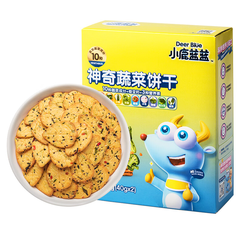 小鹿蓝蓝_神奇宝宝饼干 宝宝零食9种蔬菜添加奇亚籽儿童饼干 80g高性价比高么？