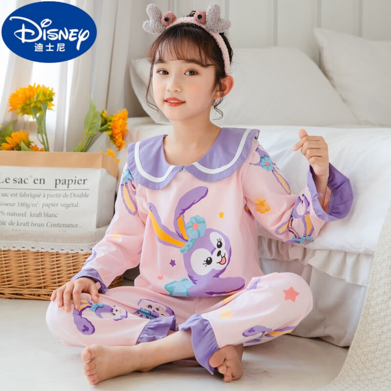 迪士尼(disney)女童睡衣套装春秋可爱公主风卡通中大童萌哒小女孩纯棉