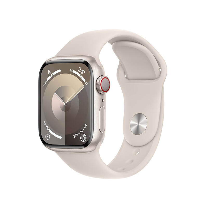 Apple Watch Series 9 智能手表GPS + 蜂窝款41毫米星光色铝金属表壳星光色运动型表带S/M 电话手表MRJE3CH/A