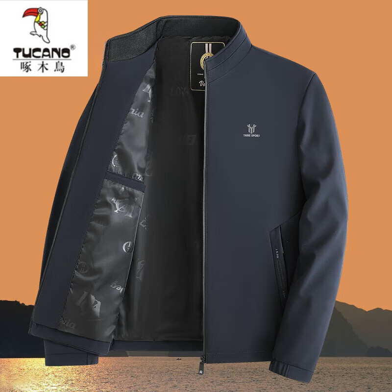 啄木鳥（TUCANO）爸爸外套男春秋款中年男士夾克衫2025春季中老年人爺爺上衣服男裝 891藏青色(春秋款) 190/XXXL 適合161175斤