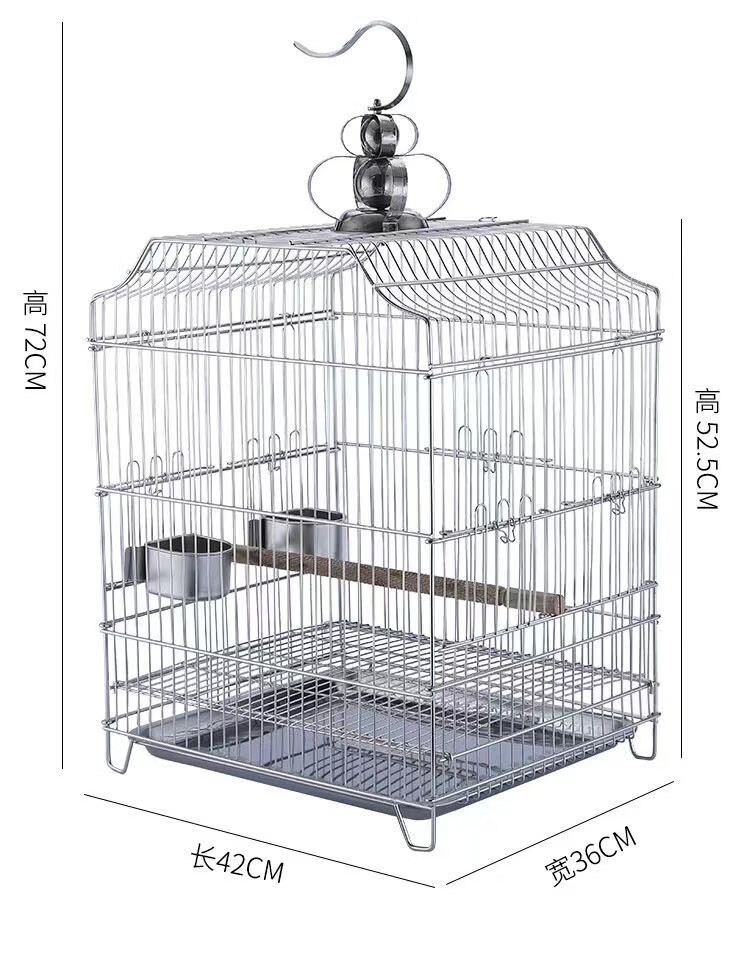 群华兴不锈钢方形鸟笼玄凤画眉鸟笼子鹩哥八哥鹦鹉中型鸟笼现货新