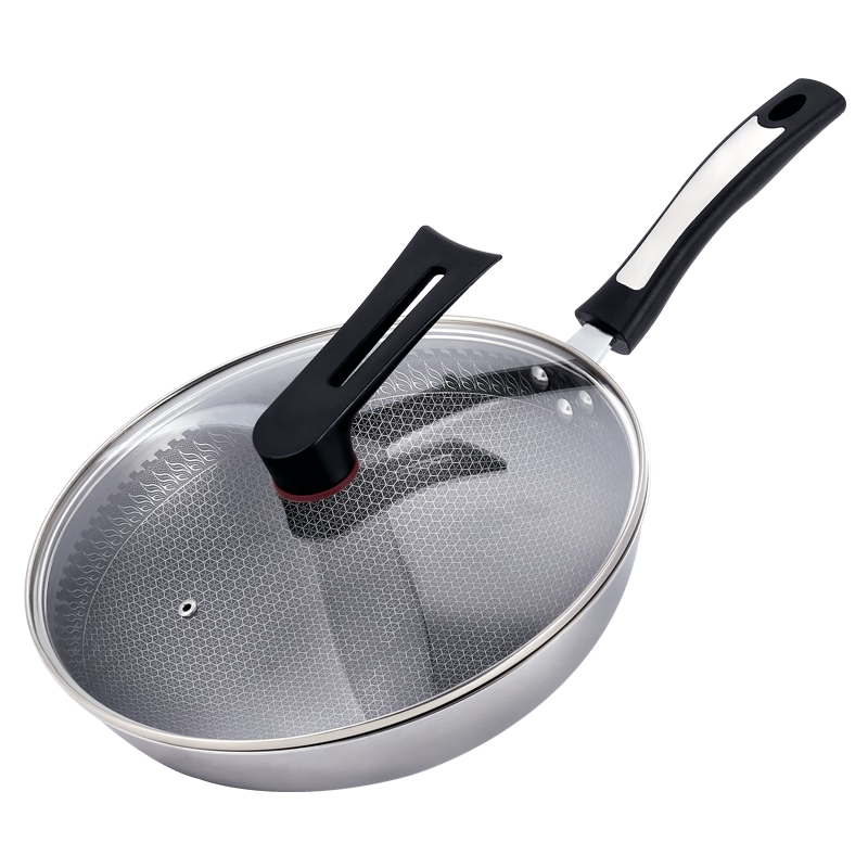 沃生(vosin) 沃生迈巴赫s1蜂窝不粘炒锅家用不锈钢锅 浅灰色 32cm