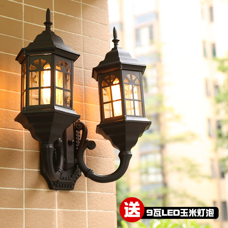 城堡黑色双头壁灯  led9瓦玉米
