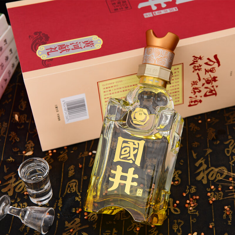 国井白酒 52度黄河献礼 纯粮酿造高度 礼盒包装宴请喜宴送礼白酒 52度 500mL 2瓶 黄河献礼