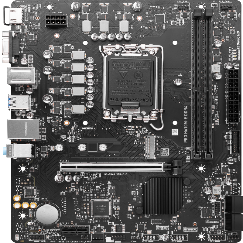 微星(MSI) PRO H610M-E DDR4电脑主板 支持CPU 13400 /13400F/12490F(INTEL H610/LGA 1700)