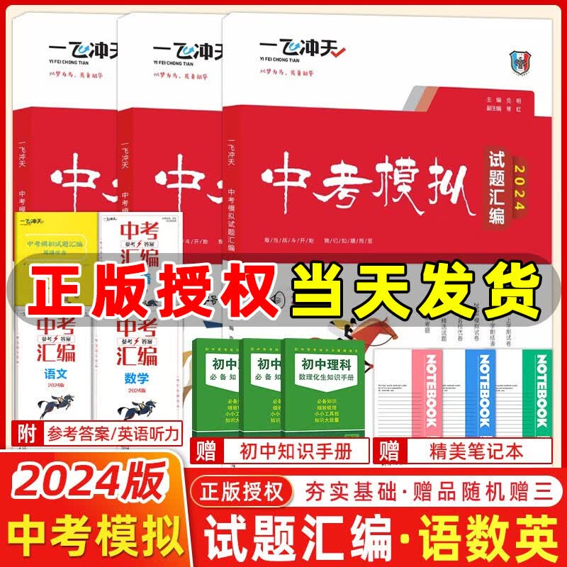自选】2024版一飞冲天中考模拟试题汇编语文数学英语物理化学历史道法七八九年级总复习天津2024一飞冲天中考专项训练真题模拟训练 【2024版】中考汇编 语数英全3本