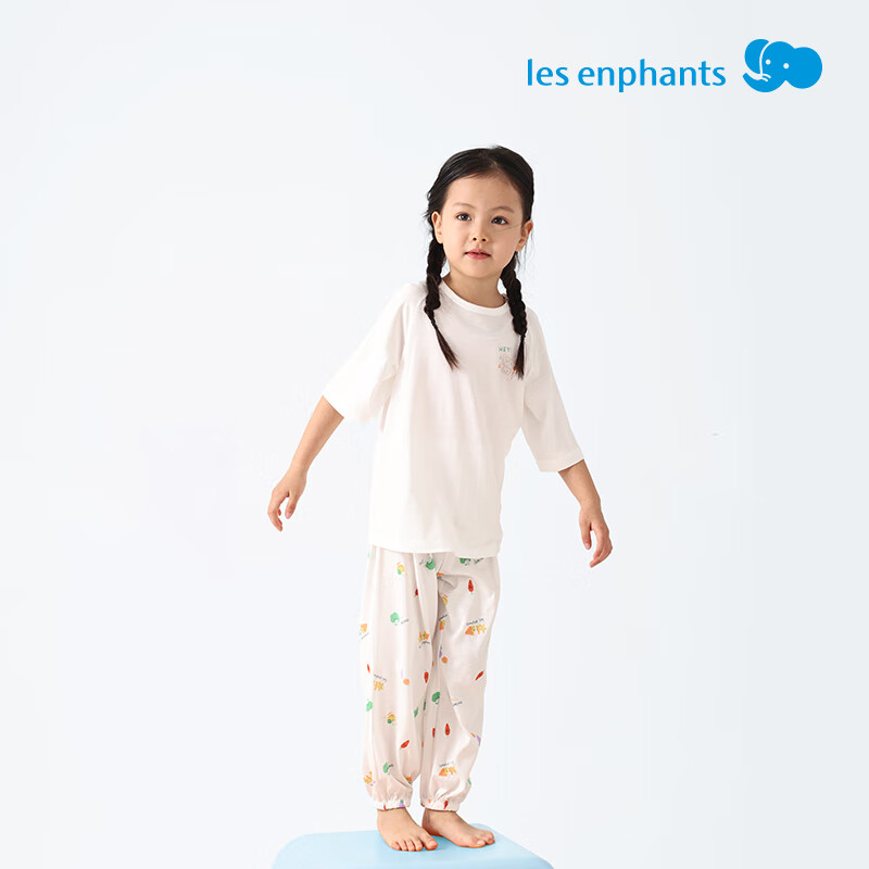 丽婴房儿童家居服套装男女童短袖长裤套装莫代尔儿童内衣套装春款 果蔬派对 140 cm/10岁