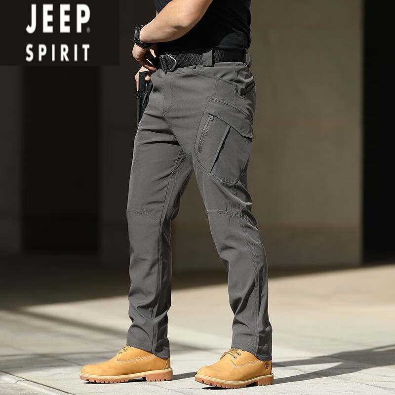 JEEP SPIRIT春秋IX9戰(zhàn)術長褲男彈力7軍迷褲戶外工裝褲直筒作訓褲硬漢型 灰色(IX9春款彈力面料) M (125-140斤)