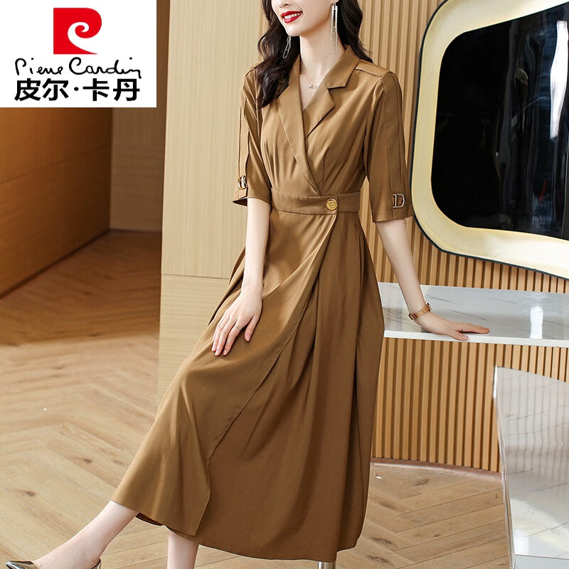 皮尔卡丹品牌轻奢高档女装 中年女士气质高端洋气西装连衣裙女夏季