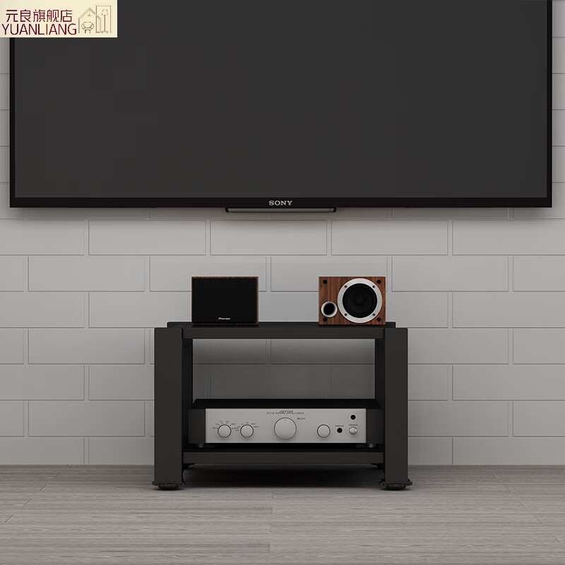 元良音響柜機柜 功放柜功放架機架功放機柜音響柜器材架影音電視柜 二層 黑色