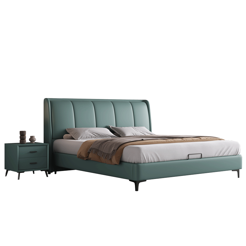 费杰罗 床 皮床1.8m卧室意式轻奢双人床大床软靠床 现代简约硅胶皮主卧家具 XL-2202# 1.8m单床+椰棕床垫