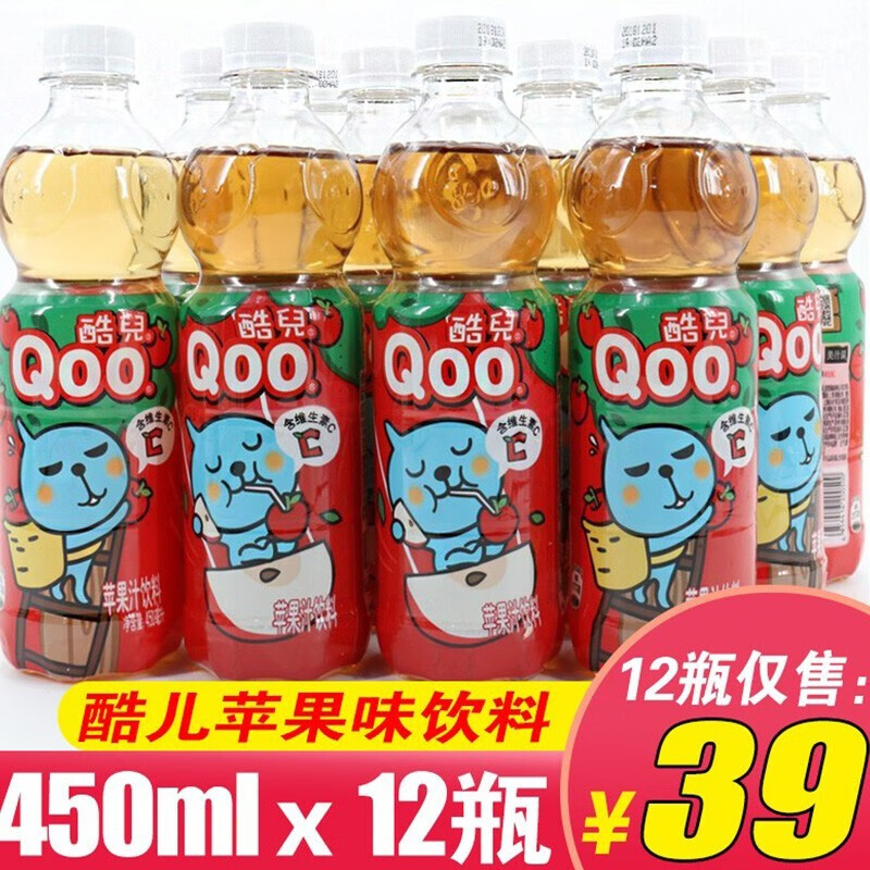 可口可乐(coca-cola)可口可乐美汁源酷儿苹果汁饮料450ml*12瓶含