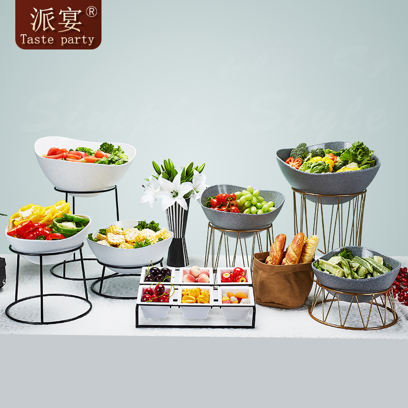 party)欧式高端水果盘沙拉凉菜碗甜品台自助冷餐展示架茶歇摆台北欧