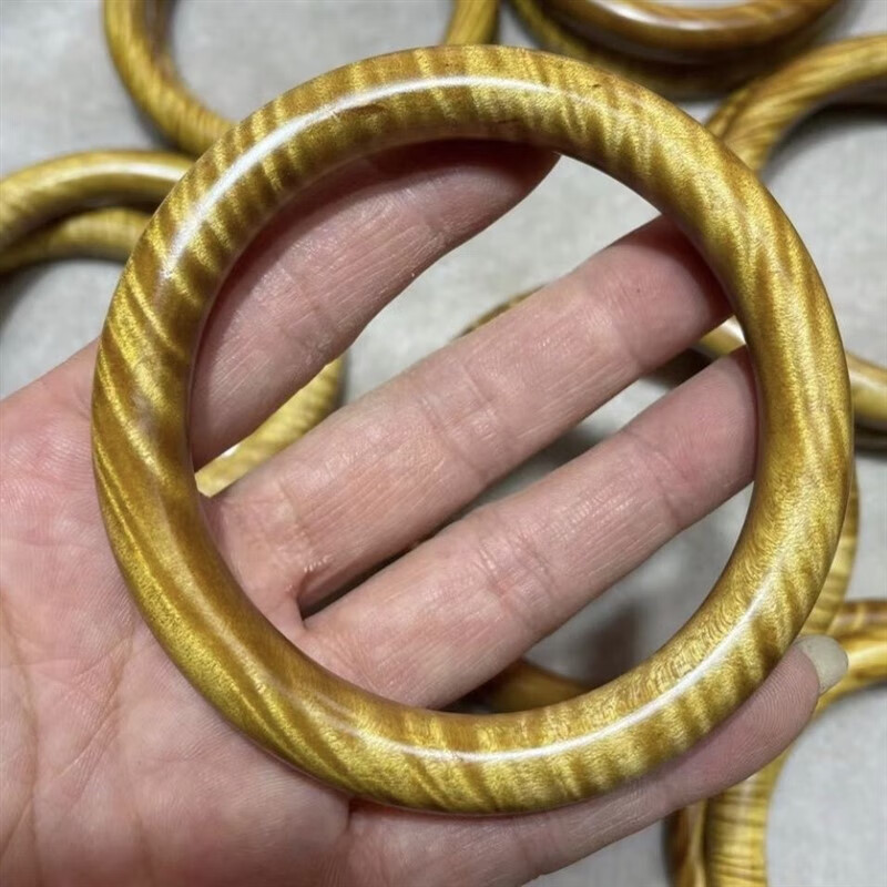 小叶桢楠复古风手镯 水波乌木国潮女款木镯子 金丝楠木手镯内径58口厚