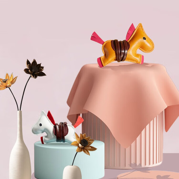 秦始皇兵马俑博物馆西安文创几何兵马俑帆布袋时尚手拎礼品包包礼物旅行手提袋帆布包 小黄-小马挂件