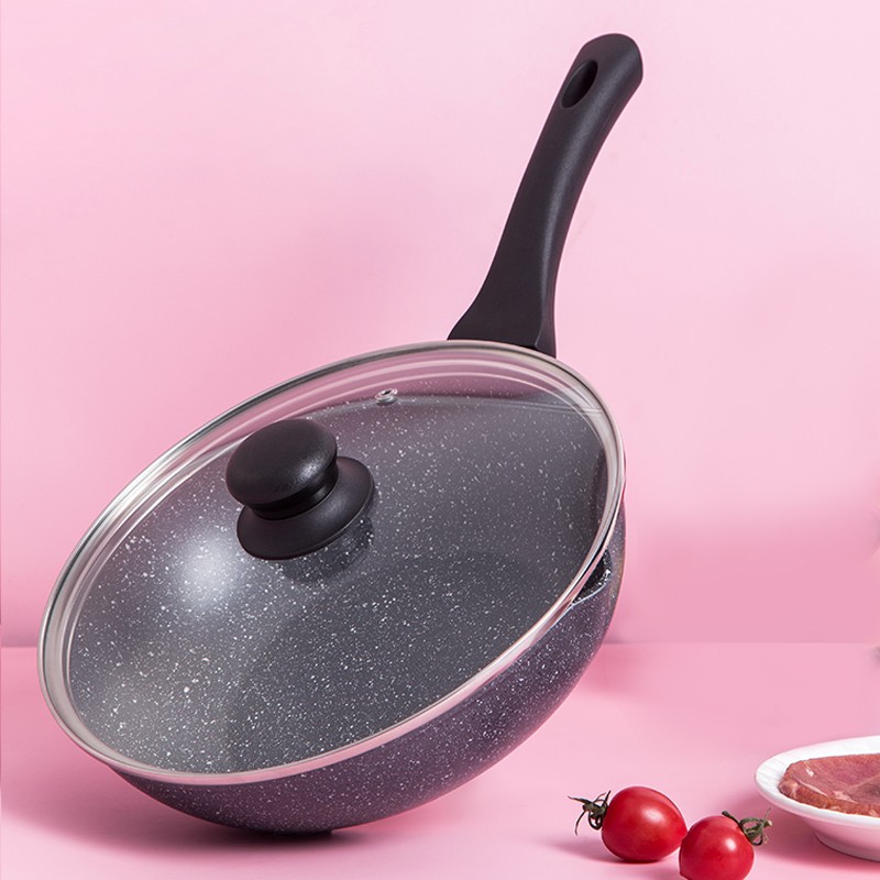 欧乐菲(olofe)麦饭石色轻烟辅食宝宝不粘煎锅牛排锅煎炒锅24cm