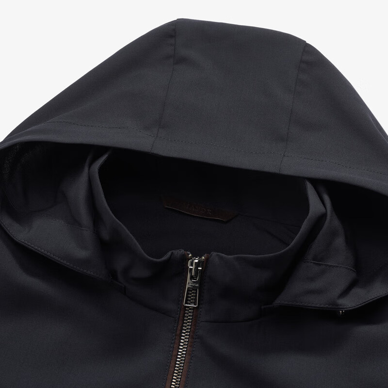 MAYOR男装 秋季羊毛桑蚕丝混纺可脱卸帽单茄克 藏青 M 170/92A