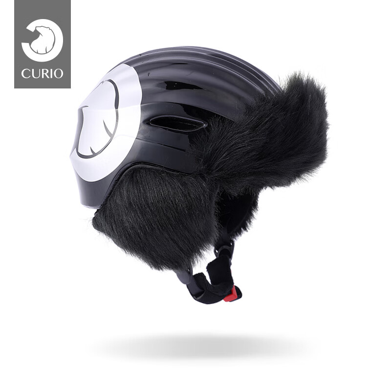 Curio 滑雪头盔硬壳防撞人造皮毛保暖护耳单双板雪场装备 黑色 M