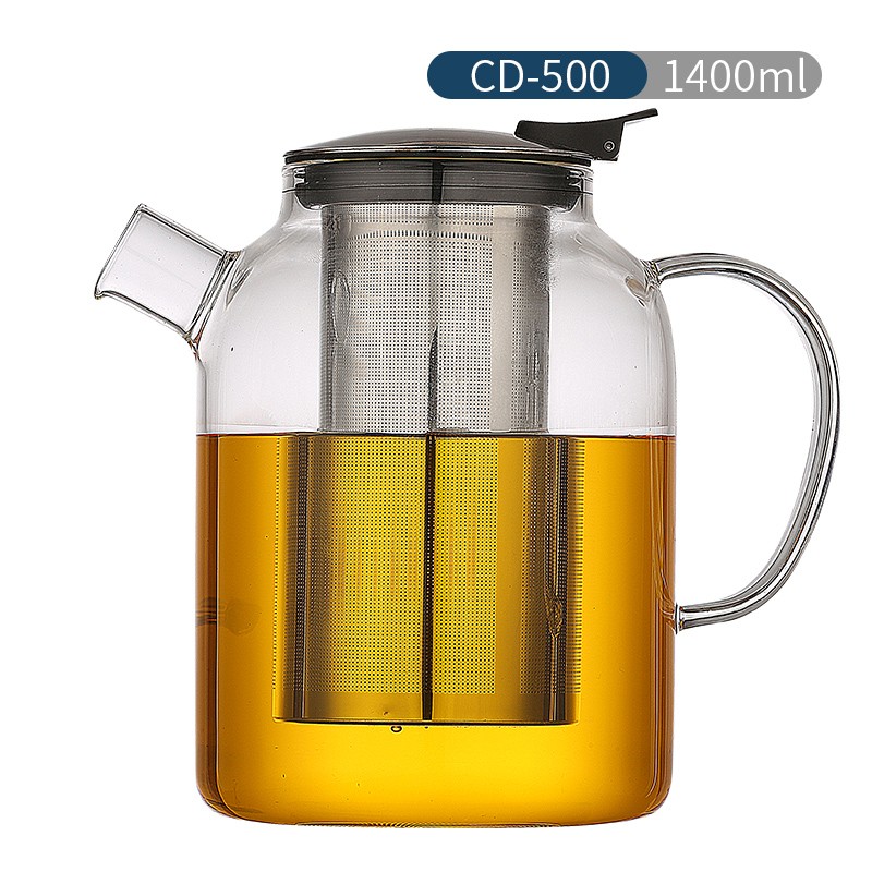 北大史泡茶壶玻璃家用耐高温加厚不锈钢过滤红茶花茶单壶茶具套装 CD-500  1400ml
