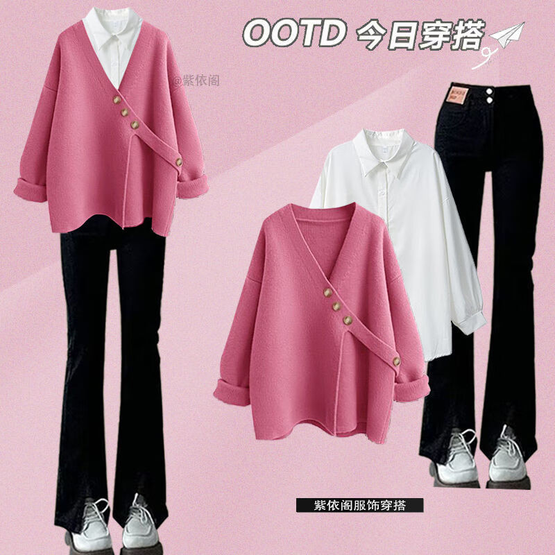 字己微胖女装显瘦套装30-40岁春秋季大码胖妹妹春季套装女2024新款温