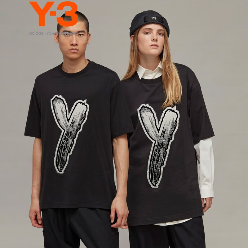 Y-3【商场同款】LOGO GFX TEE新款T恤男女同款情侣款38HY1271 黑色 M 相当XL