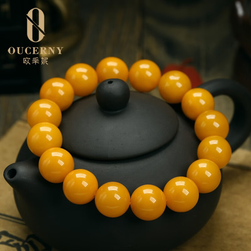 欧采妮（OUCERNY）【收藏老蜡手串】 孤品琥珀老蜜蜡手串天然满蜜单圈男士女款手链 8mm 收藏级手串 择优发货