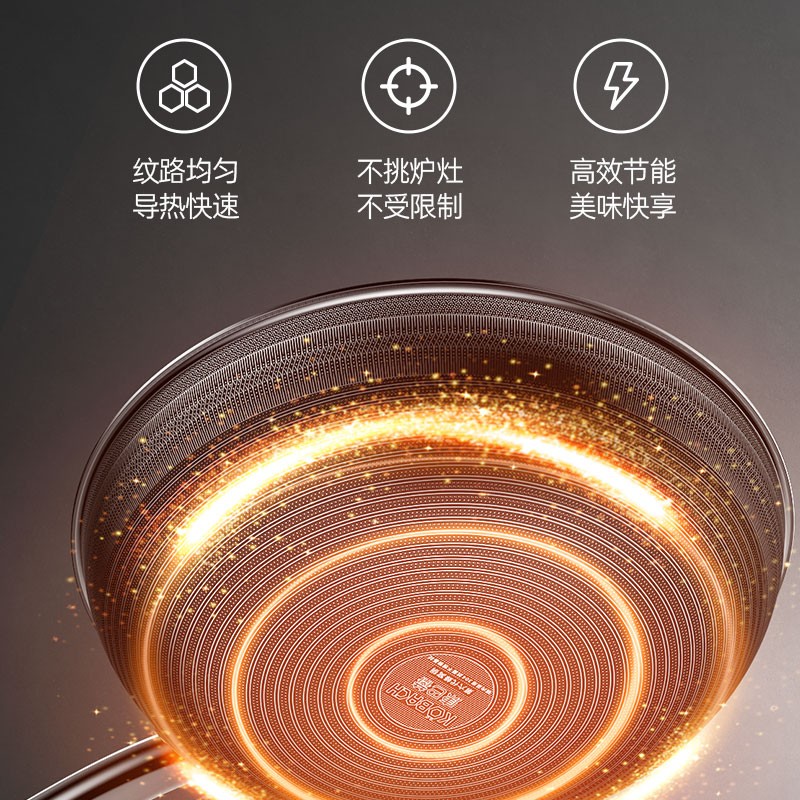 康巴赫第六代炒锅不粘锅抗菌不锈钢炒菜锅双蜂窝锅红点电磁炉燃气通用 【6代】国标I级不粘抗菌炒锅 34cm