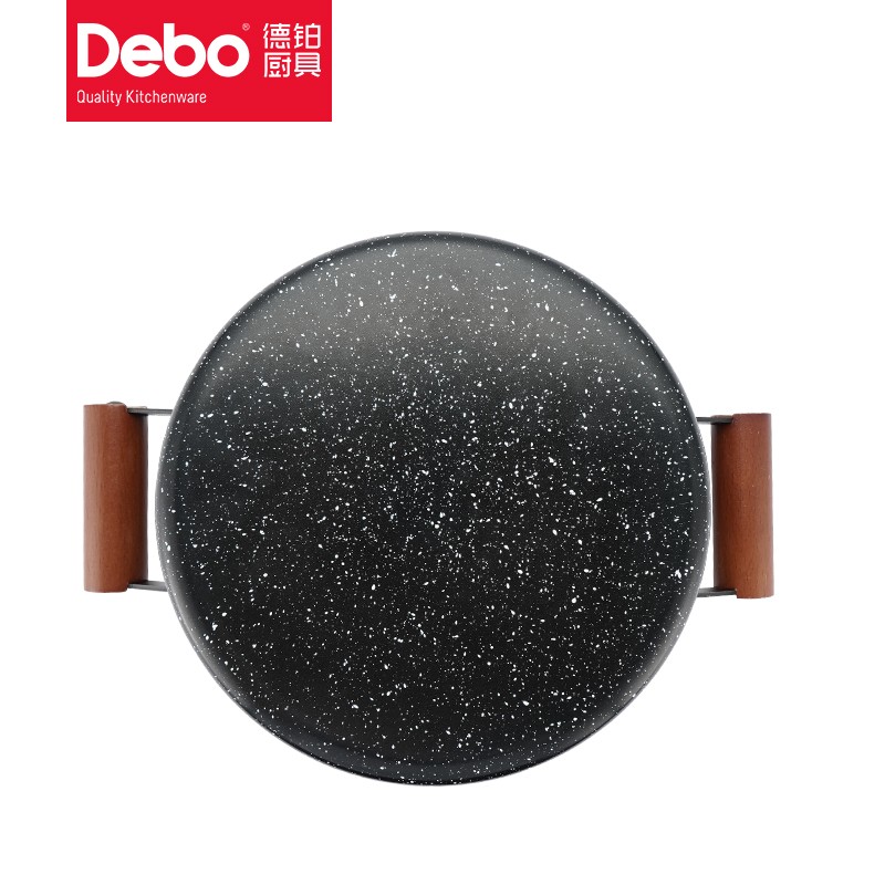 Debo德铂麦饭石色锅具套装拉斯堡炒锅汤锅煎锅三件套DEP-DZ329 黑色 3件套